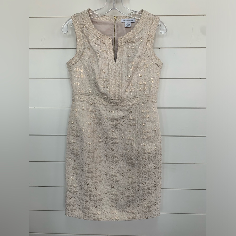 Liz Claiborne Sleeveless Brocade Sheath Dress Size 4